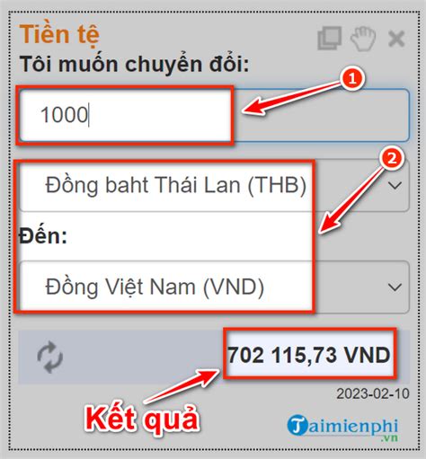 Convert from Thai Baht (THB) to Vietnamese Dong (VND) .